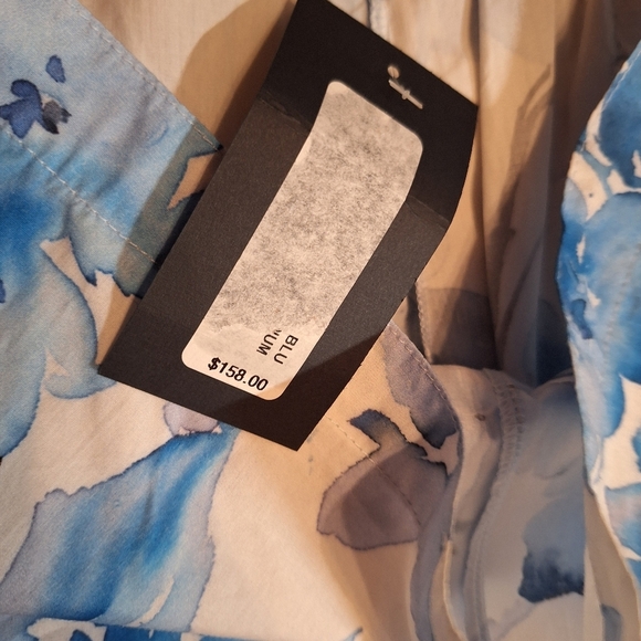 Bryn Walker Blue Tropical Floral Cropped Capri Pants 100% Cotton Ladies Med NWT - Picture 4 of 5